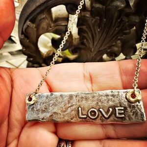 SOLD Silver 'Love' Pendant Necklace